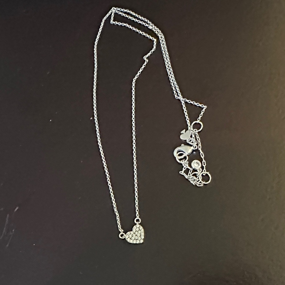kate spade Silver Heart Pendant Necklace with Crystals
